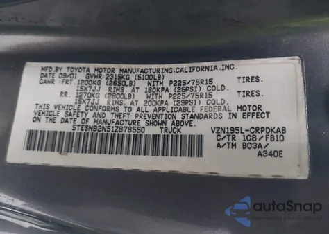 2001 Toyota Tacoma Prerunner V6 from USA, damaged, VIN 5TESN92N51Z878550
